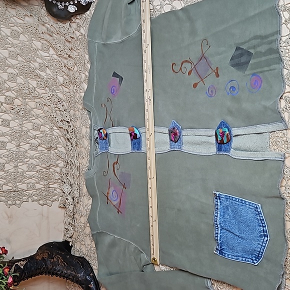 Vintage Authentic Pigment Sweatshirt Jacket with Clay Buttons & Jean Pocket - Picture 10 of 14